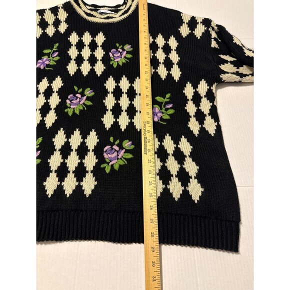 ZARA Oversized Embroidered Knit Sweater Size Large - Picture 8 of 12
